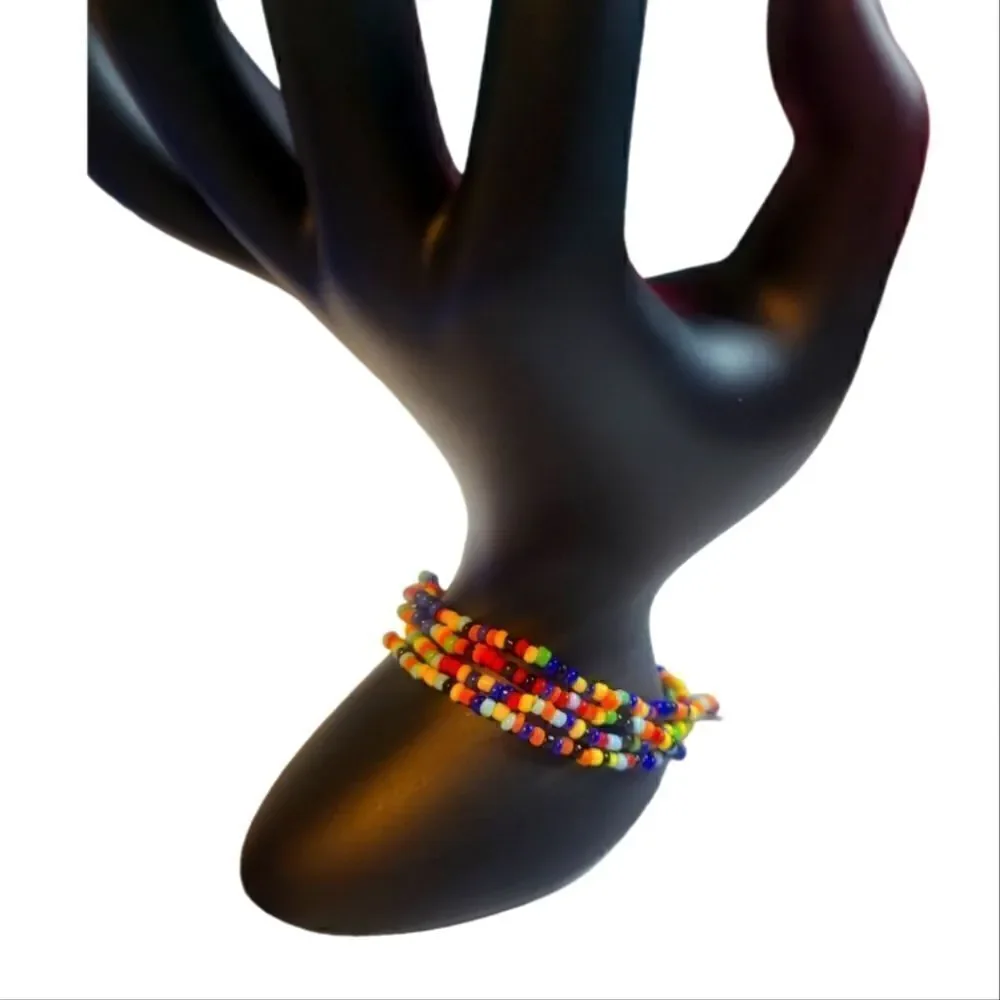 Áfrican Rainbow Dyed Seed Bead Bracelets ( 4 Pc)